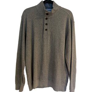 Brooks Brothers Sweater Mens Large Gray 100% Cotton Long Sleeve Pullover Henley